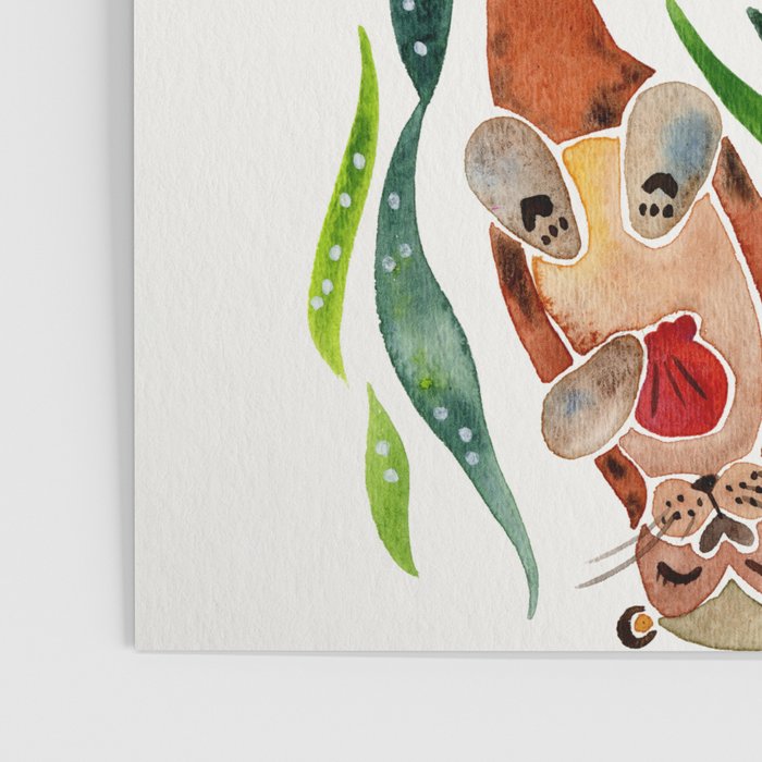 Five Otters - Green Seaweed Poster Gallery Image 3