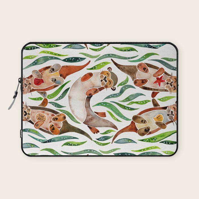 Five Otters - Green Seaweed Laptop Sleeve Gallery Image 1