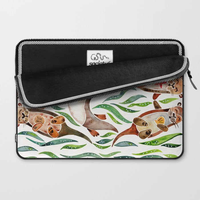 Five Otters - Green Seaweed Laptop Sleeve Gallery Image 2
