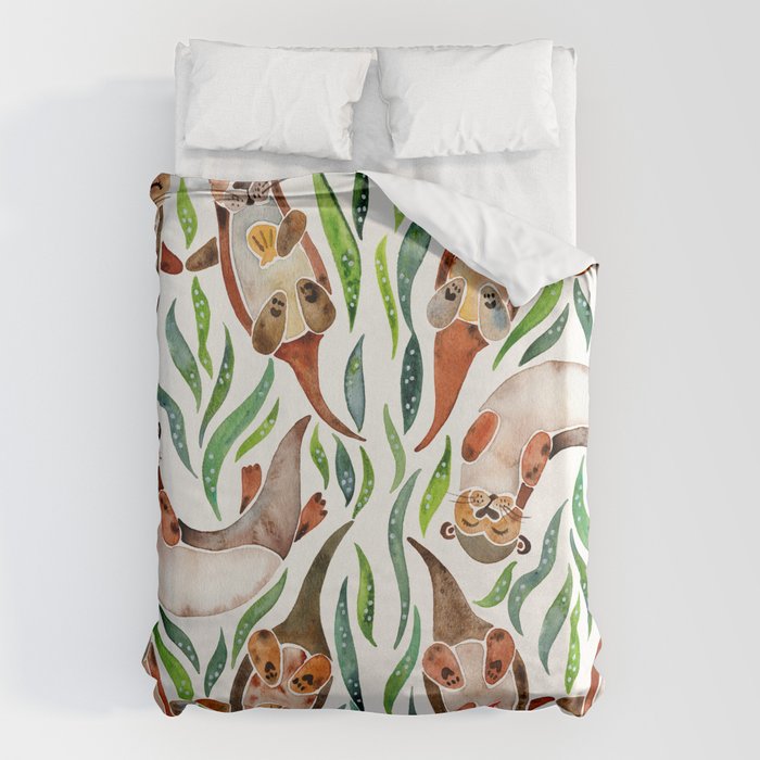 Five Otters - Green Seaweed Duvet Cover Gallery Image 6
