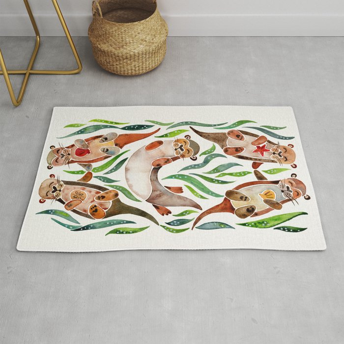 Five Otters - Green Seaweed Rug Gallery Image 1