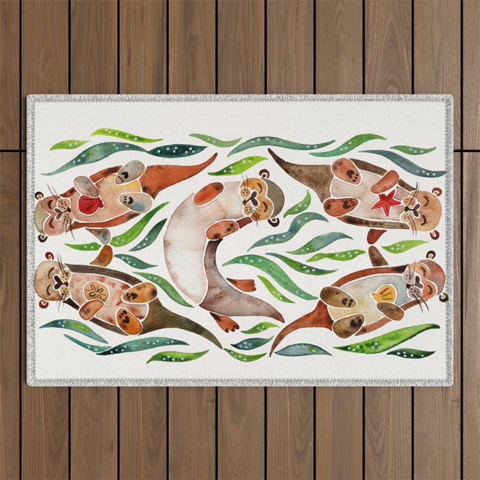 Five Otters - Green Seaweed Outdoor Rug Gallery Image 1