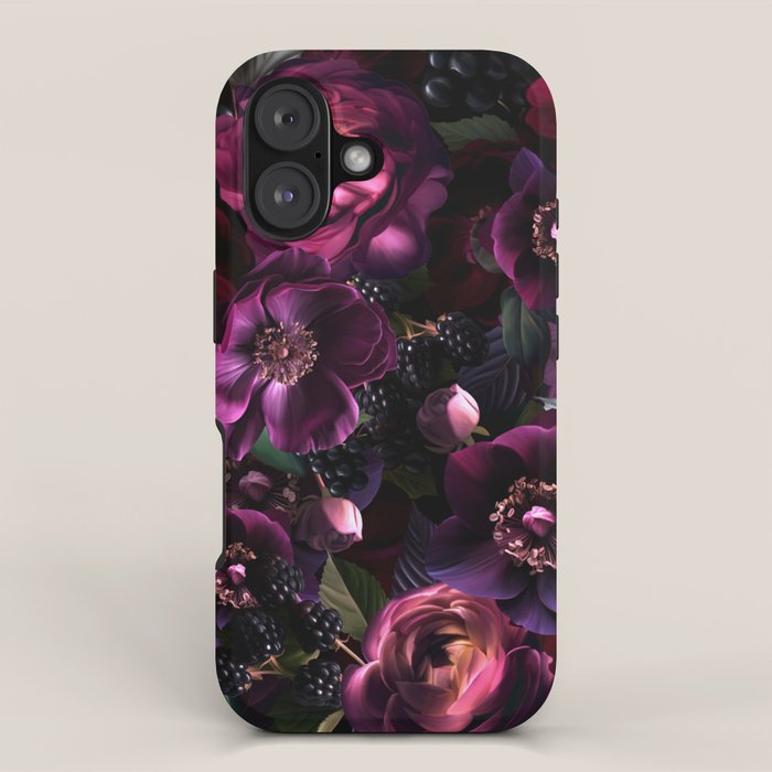 Vintage Spring Night Romanticism: Maximalism Purple Bold Moody Florals - Antiqued burgundy Roses and Peonies Nostalgic Gothic  - Antique Botany Wallpaper and Victorian Goth Mystic inspired iPhone Case Gallery Image 1
