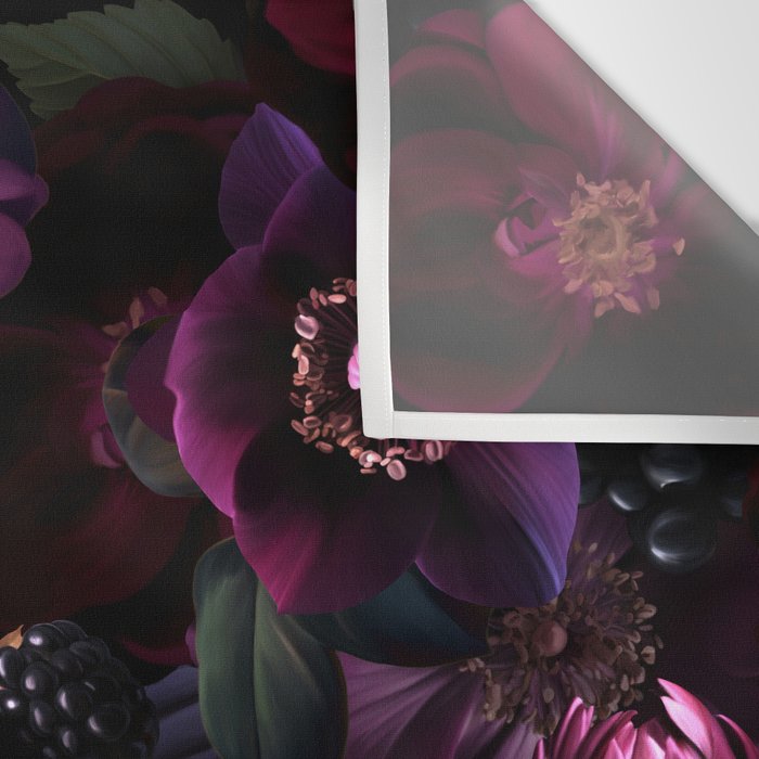 Vintage Spring Night Romanticism: Maximalism Purple Bold Moody Florals - Antiqued burgundy Roses and Peonies Nostalgic Gothic  - Antique Botany Wallpaper and Victorian Goth Mystic inspired Wall Tapestry Gallery Image 3