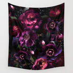 Vintage Spring Night Romanticism: Maximalism Purple Bold Moody Florals - Antiqued burgundy Roses and Peonies Nostalgic Gothic  - Antique Botany Wallpaper and Victorian Goth Mystic inspired Wall Tapestry Gallery Image 4