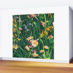 Riot of colorful flowers landscape floral painting, grass with lavender, yellow and pink wildflowers Wall Mural Gallery Image 2