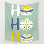 HoHoHo Cheerful little Christmas Illustration mint Wall Tapestry Gallery Image 4