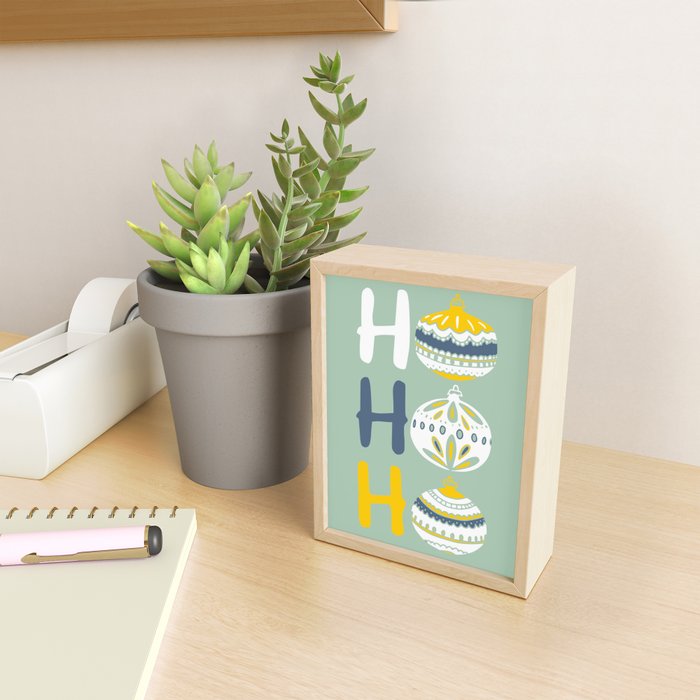 HoHoHo Cheerful little Christmas Illustration mint Mini Art Print Gallery Image 2