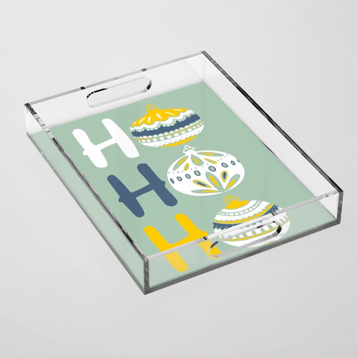 HoHoHo Cheerful little Christmas Illustration mint Acrylic Tray Gallery Image 1