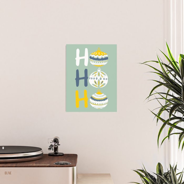 HoHoHo Cheerful little Christmas Illustration mint Poster Gallery Image 2