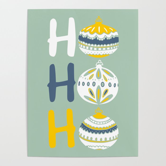 HoHoHo Cheerful little Christmas Illustration mint Poster Gallery Image 4