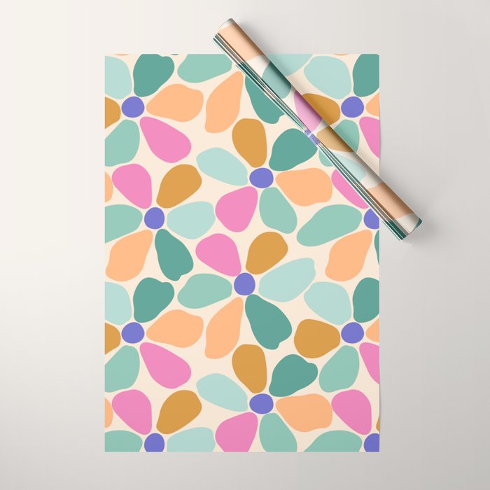 Jelly Bean Retro Flower Wrapping Paper Gallery Image 1