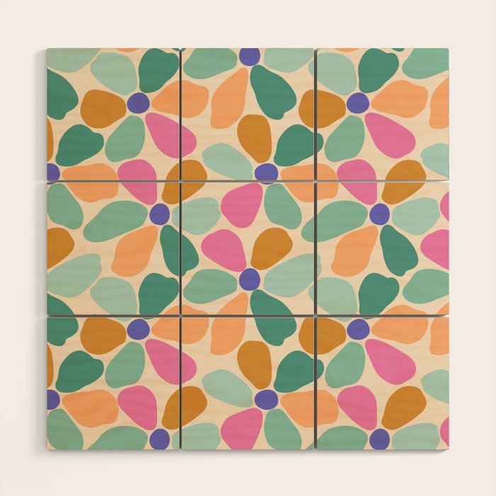 Jelly Bean Retro Flower Wood Wall Art Gallery Image 1