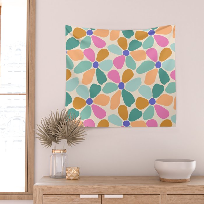 Jelly Bean Retro Flower Wall Tapestry Gallery Image 2