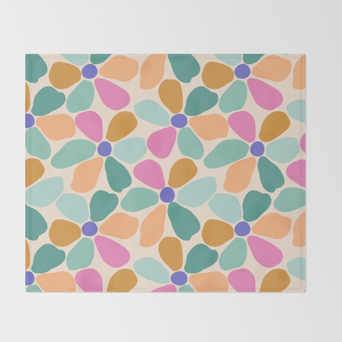 Jelly Bean Retro Flower Throw Blanket Gallery Image 2