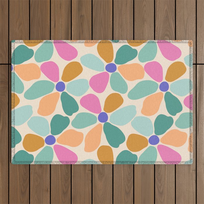 Jelly Bean Retro Flower Outdoor Rug Gallery Image 1