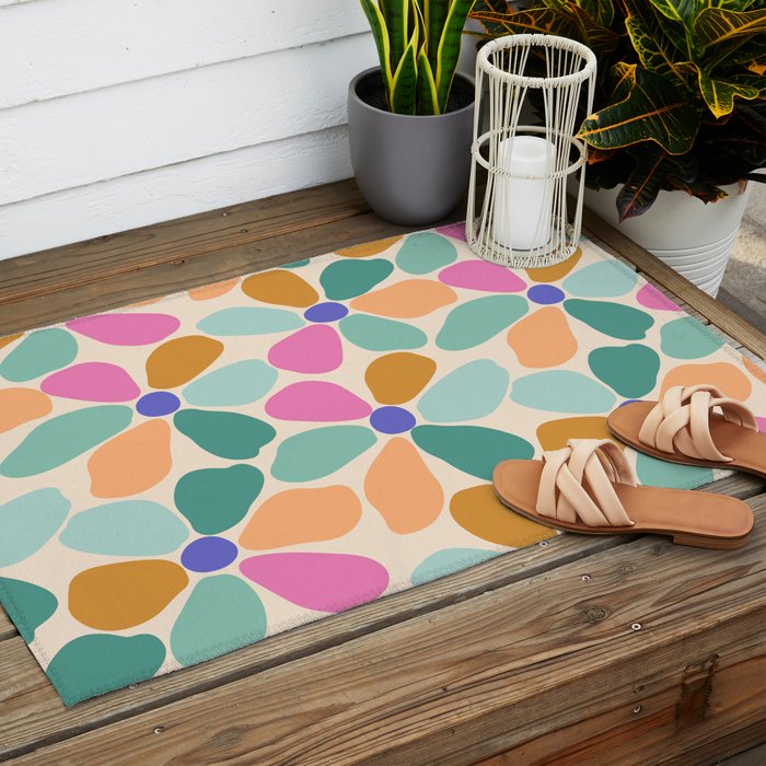 Jelly Bean Retro Flower Outdoor Rug Gallery Image 2