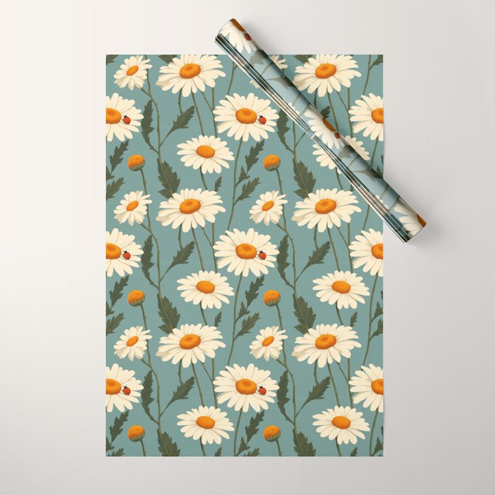 Charming Daisies with Ladybug Wrapping Paper Gallery Image 1