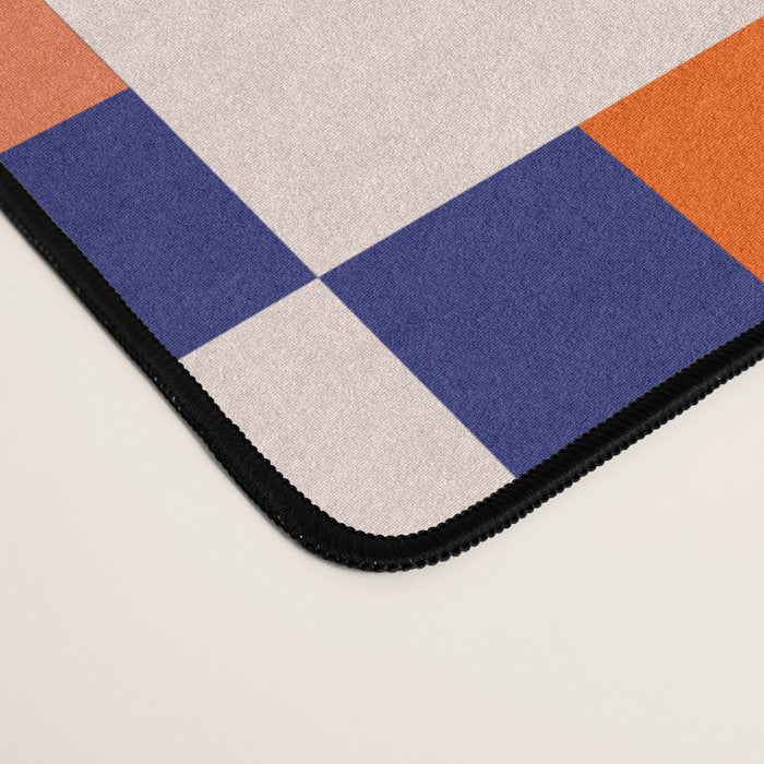 Checkered Sliced Citrus Fruit in Navy & Peachy Pink Desk Mat Gallery Image 4