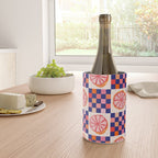 Checkered Sliced Citrus Fruit in Navy & Peachy Pink Wine Chiller Gallery Image 4