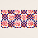 Checkered Sliced Citrus Fruit in Navy & Peachy Pink Desk Mat Gallery Image 3