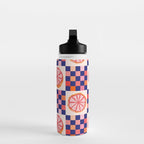 Checkered Sliced Citrus Fruit in Navy & Peachy Pink Water Bottle Gallery Image 3
