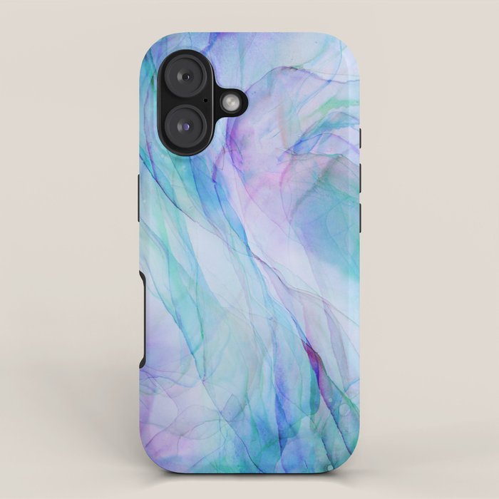 Pastel Violet Turquoise Abstract Ink Painting iPhone Case Gallery Image 1