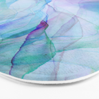 Pastel Violet Turquoise Abstract Ink Painting Bath Mat Gallery Image 3