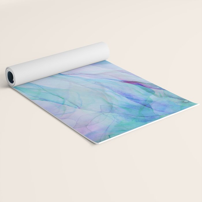 Pastel Violet Turquoise Abstract Ink Painting Yoga Mat Gallery Image 2