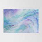 Pastel Violet Turquoise Abstract Ink Painting Rug Gallery Image 2