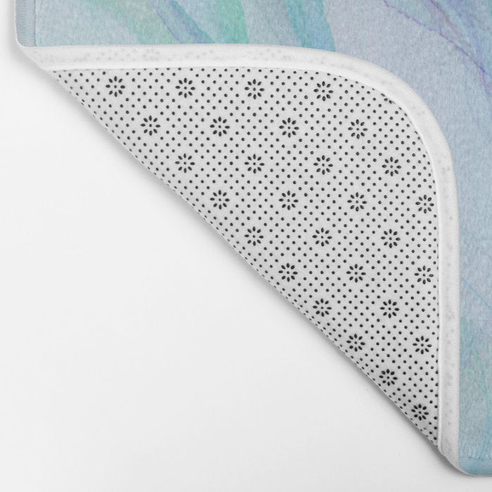 Pastel Violet Turquoise Abstract Ink Painting Bath Mat Gallery Image 2