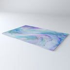 Pastel Violet Turquoise Abstract Ink Painting Rug Gallery Image 3