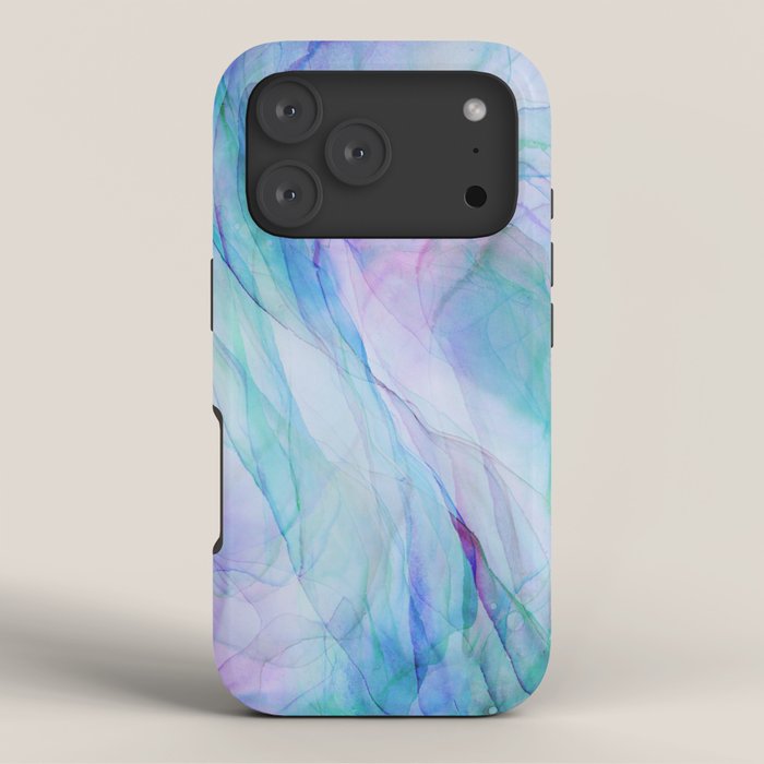 Pastel Violet Turquoise Abstract Ink Painting iPhone Case Gallery Image 3
