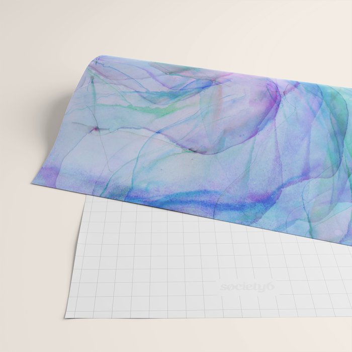 Pastel Violet Turquoise Abstract Ink Painting Wrapping Paper Gallery Image 2