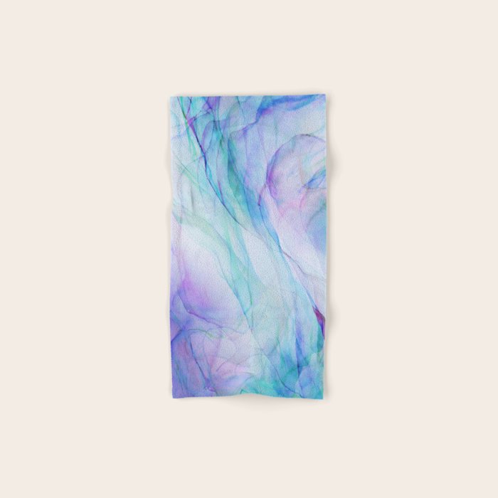 Pastel Violet Turquoise Abstract Ink Painting Bath Towel Gallery Image 1