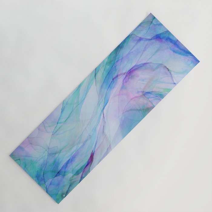 Pastel Violet Turquoise Abstract Ink Painting Yoga Mat Gallery Image 1