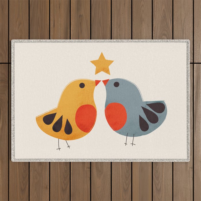 Festive Birds and Star Outdoor Rug Gallery Image 1