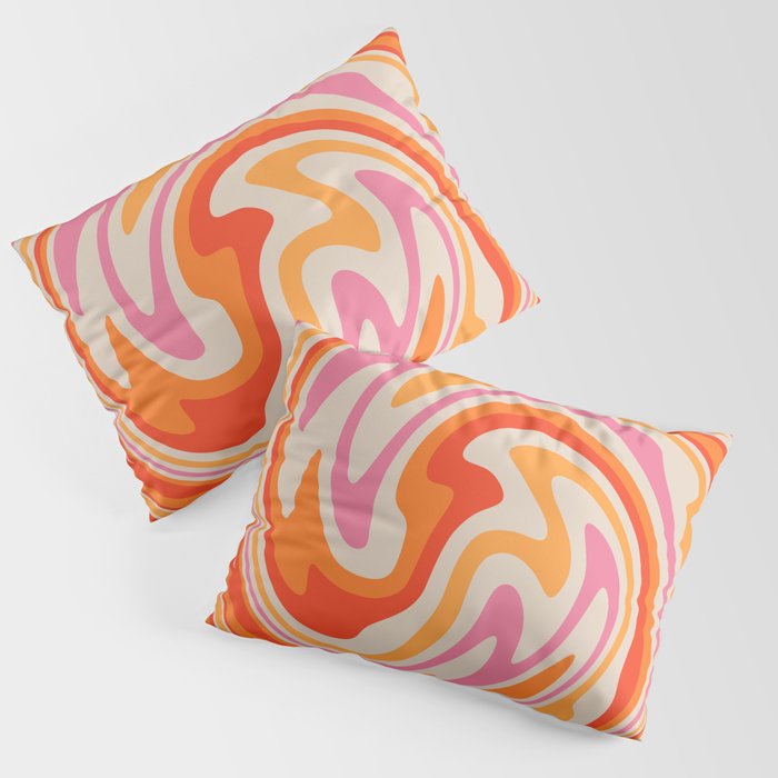 70s Retro Swirl Color Abstract Pillow Sham Gallery Image 3