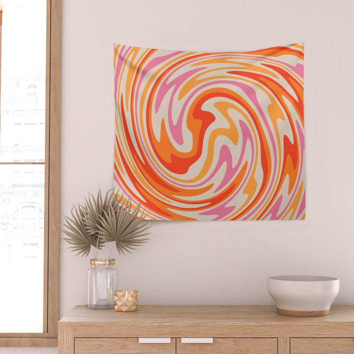 70s Retro Swirl Color Abstract Wall Tapestry Gallery Image 2