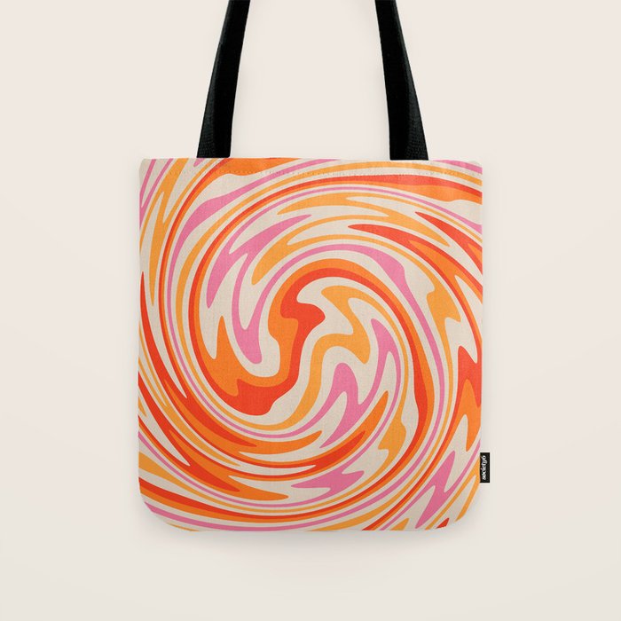 70s Retro Swirl Color Abstract Tote Bag Gallery Image 1