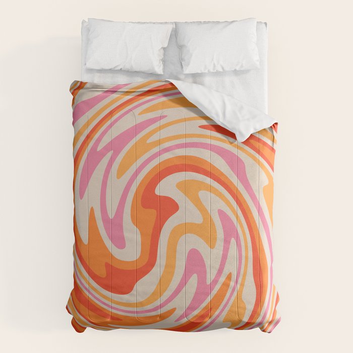 70s Retro Swirl Color Abstract Comforter Gallery Image 1