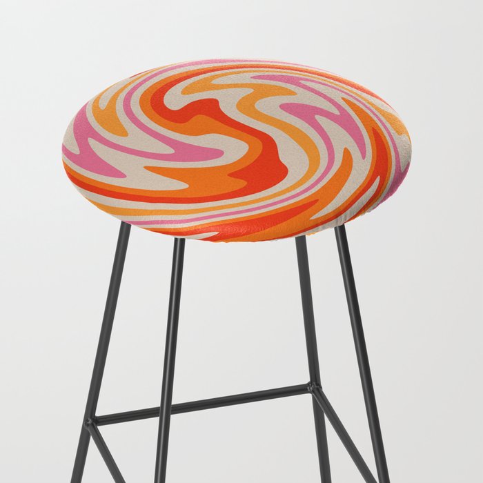 70s Retro Swirl Color Abstract Stool Gallery Image 2