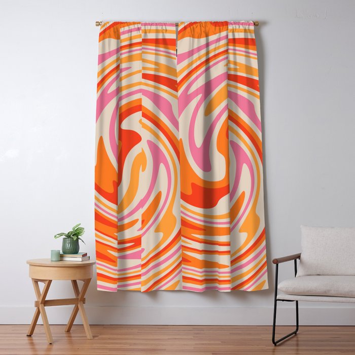 70s Retro Swirl Color Abstract Window Curtain Gallery Image 1