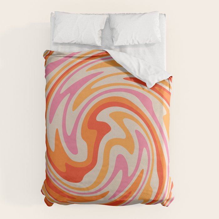 70s Retro Swirl Color Abstract Duvet Cover Gallery Image 6