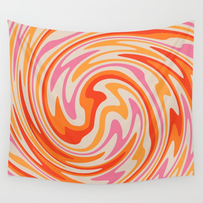 70s Retro Swirl Color Abstract Wall Tapestry Gallery Image 4