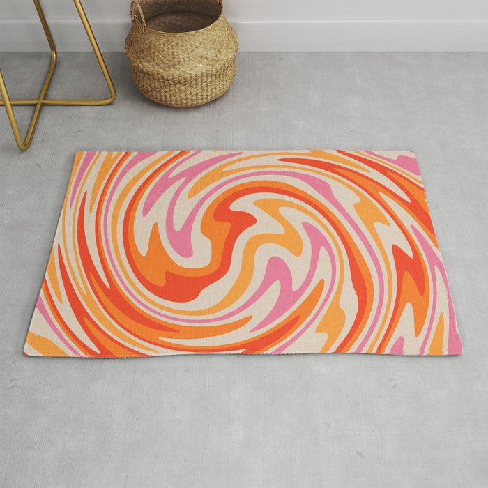 70s Retro Swirl Color Abstract Rug Gallery Image 1