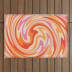 70s Retro Swirl Color Abstract Outdoor Rug Gallery Image 1