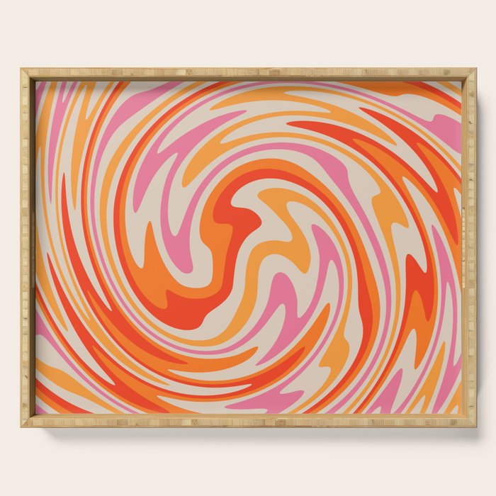70s Retro Swirl Color Abstract Serving Tray Gallery Image 1