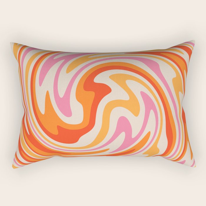 70s Retro Swirl Color Abstract Rectangular Pillow Gallery Image 2