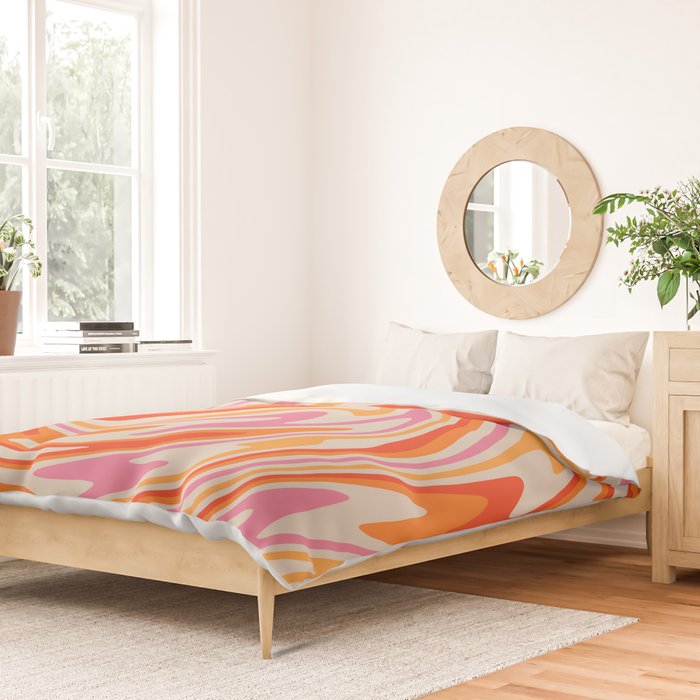 70s Retro Swirl Color Abstract Duvet Cover Gallery Image 2